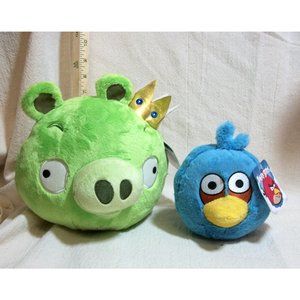 Angry Birds Green Commonwealth King Pig gold Crown, and Blue Jay
